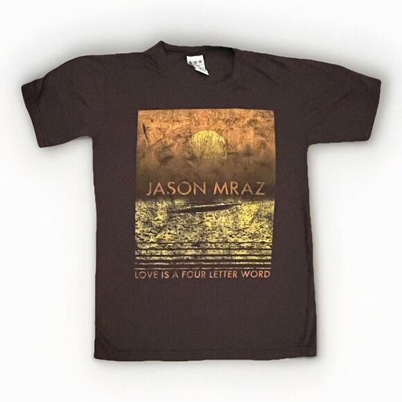 Jason Mraz "Love Is A Four Letter Word"‎ T-Shirt 100% Cotton Concert Tour Brown - Picture 1 of 6